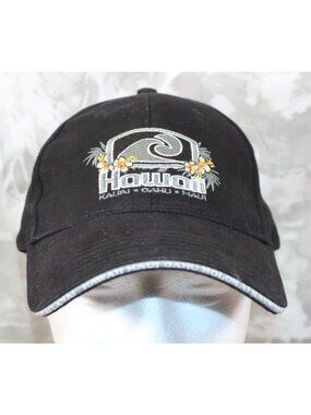 Rare Surfware Hawaiian Classics Hawaii Adjustable Strap Back Black Hat Cap Wave